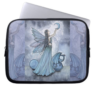 Shades of Blue Fairy and Dragon Laptop Sleeve