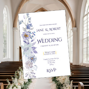 Shades of blue, Floral wedding Invitation