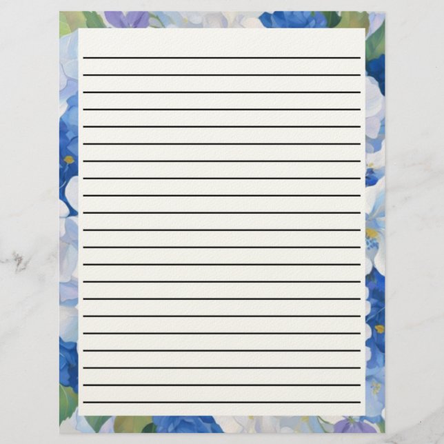 Shades of Blue Florals  Letterhead (Front)