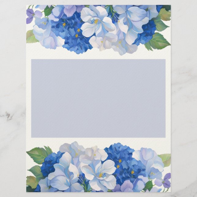 Shades of Blue Flowers Letterhead (Front)