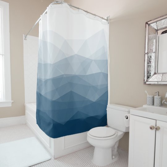 Shades Of Blue Geometric Design Shower Curtain Shades Of Blue Geometric Design Shower Curtain