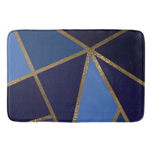 Shades of Blue & Gold Bronze Geometric Chic Bath M Bath Mat