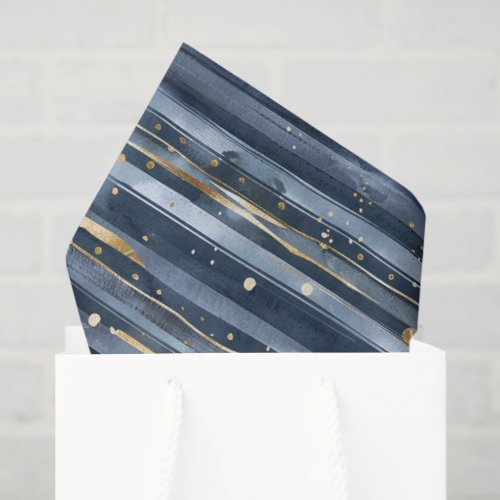 Shades of Blue Gold Stripes Dots Dreams Birthday Tissue Paper