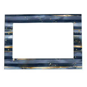 Shades of Blue Gold Stripes Dots Dreams Magnetic Frame
