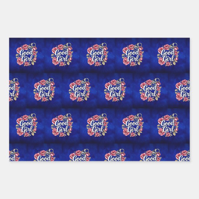 Shades of Blue Good Girl Morally Grey Wrapping  Paper Sheets (Front)