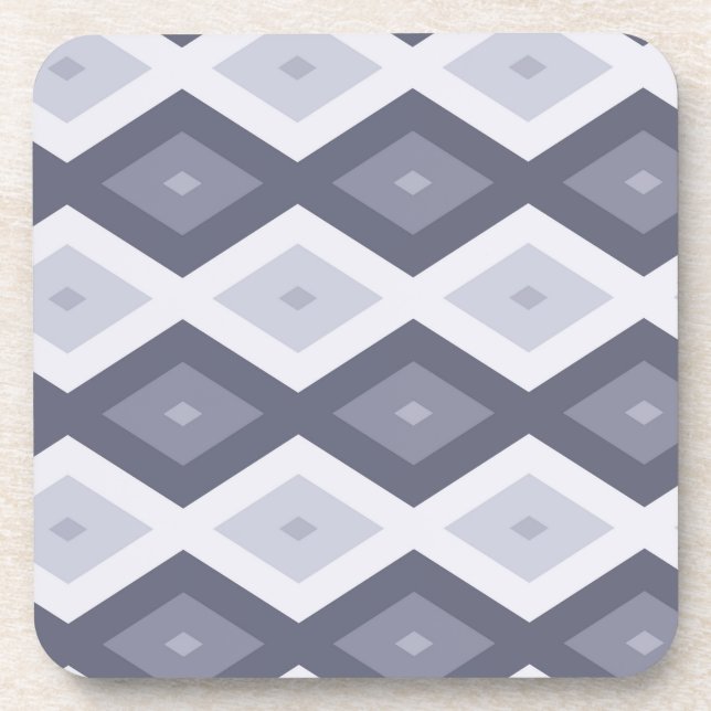 Shades of blue gray diamond pattern beverage coaster (Front)