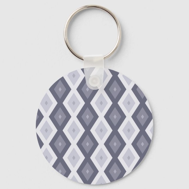 Shades of blue gray diamond pattern keychain (Front)