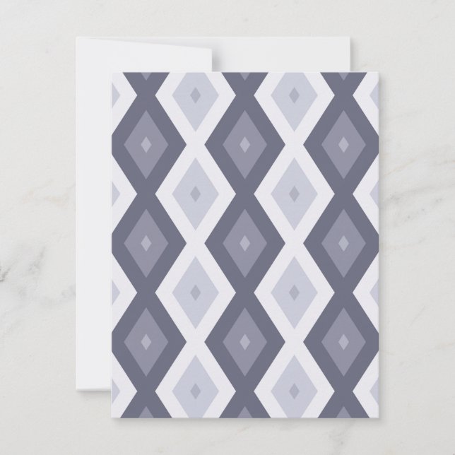 Shades of blue gray diamond pattern RSVP card (Front)