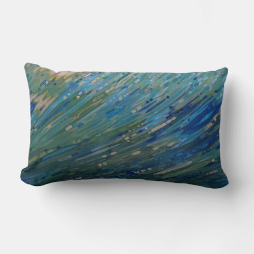 Shades of Blue  Green Coastal Wave Pillow by Juul