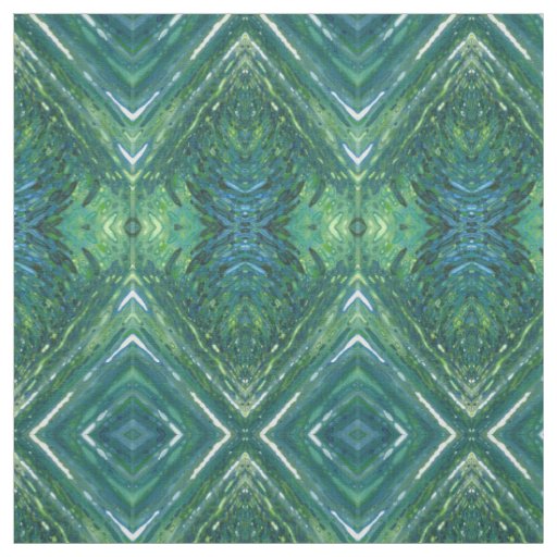 Shades of Blue Green & Grey Boho Fabric 'Portugal