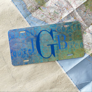 Shades of Blue Green Ombre License Plate