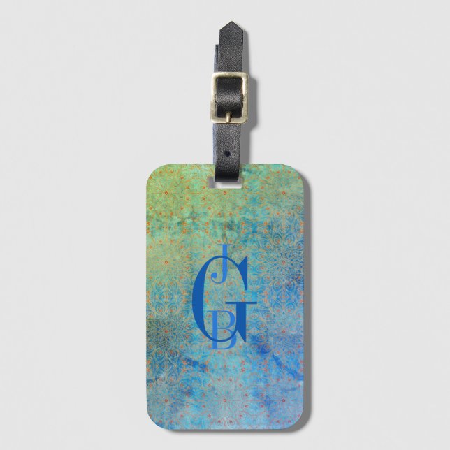 Shades of Blue Green Ombre Luggage Tag (Front Vertical)