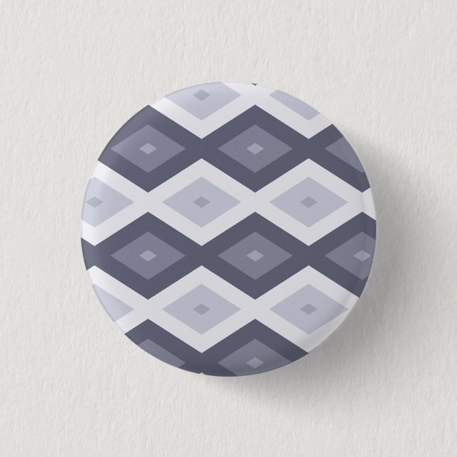 Shades of blue grey diamond pattern button (Front)
