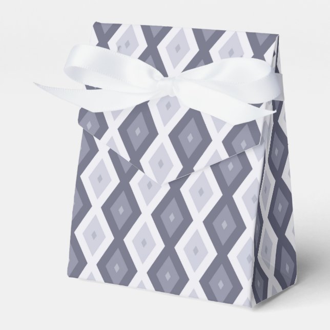 Shades of blue grey diamond pattern favor boxes (Front Side)
