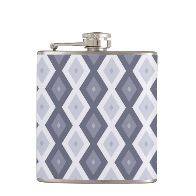 Shades of blue grey diamond pattern flask (Front)