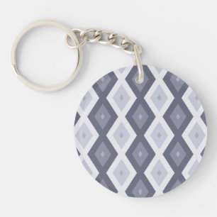 Shades of blue grey diamond pattern keychain