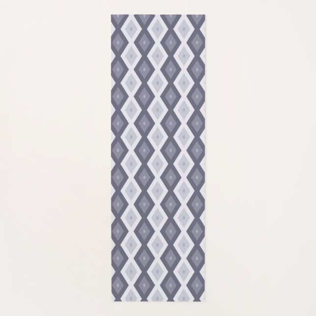 Shades of blue grey diamond pattern yoga mat (Front)