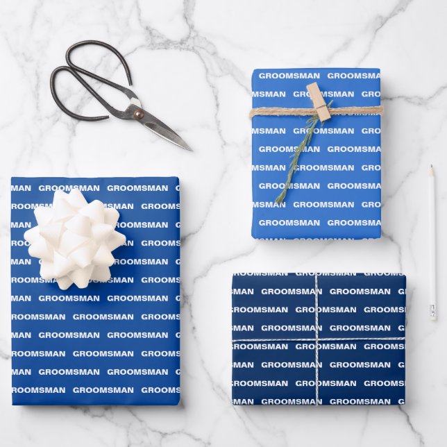 Shades of Blue  Groomsman Wrapping Paper Sheets (Front)