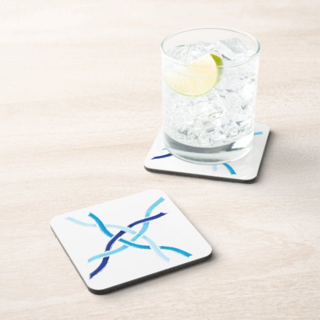 Shades of Blue Half Woven Celtic Knot Coaster (Right Side)