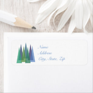 Shades of Blue Minimalist Pine Trees Wrap Label