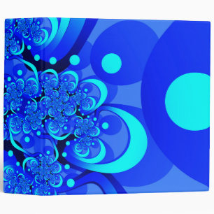 Shades of Blue Modern Abstract Fractal Art 3 Ring Binder