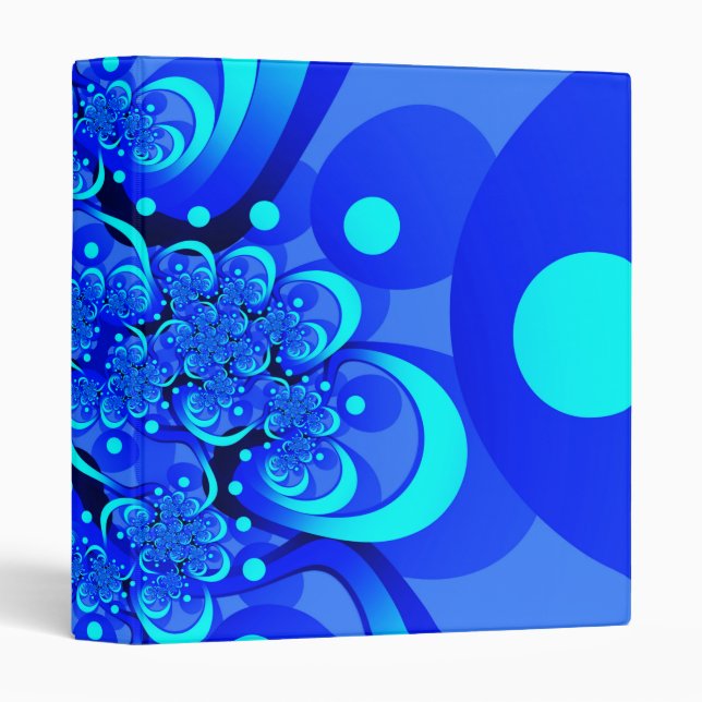 Shades of Blue Modern Abstract Fractal Art 3 Ring Binder (Front/Spine)