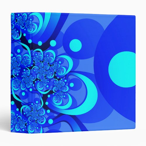 Shades of Blue Modern Abstract Fractal Art 3 Ring Binder