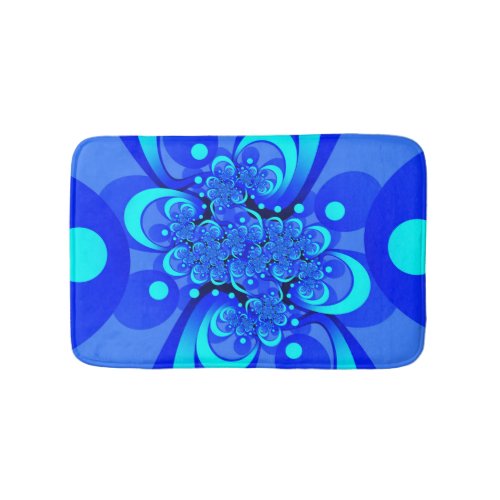 Shades of Blue Modern Abstract Fractal Art Bath Mat