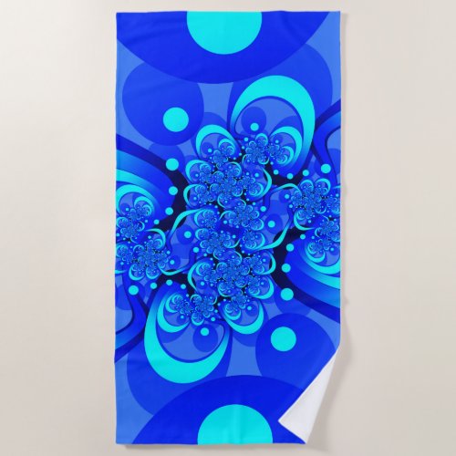 Shades of Blue Modern Abstract Fractal Art Beach Towel