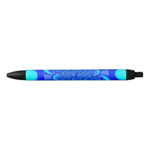 Shades of Blue Modern Abstract Fractal Art Blue Ink Pen