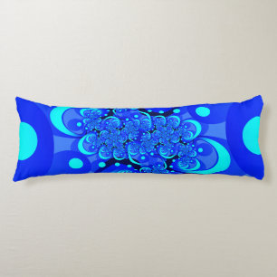 Shades of Blue Modern Abstract Fractal Art Body Pillow