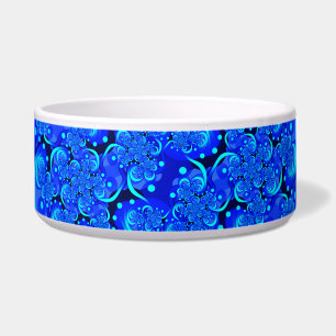 Shades of Blue Modern Abstract Fractal Art Bowl