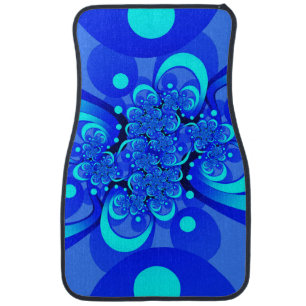 Shades of Blue Modern Abstract Fractal Art Car Floor Mat
