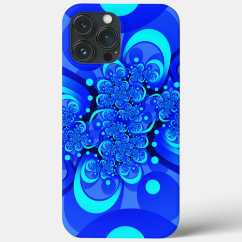 Shades of Blue Modern Abstract Fractal Art iPhone 13 Pro Max Case