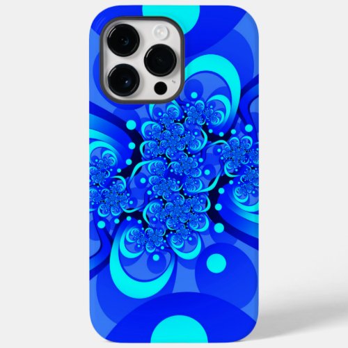 Shades of Blue Modern Abstract Fractal Art Case_Mate iPhone 14 Pro Max Case
