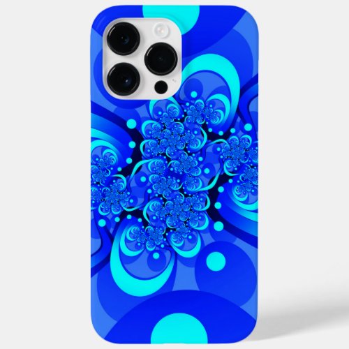 Shades of Blue Modern Abstract Fractal Art Case_Mate iPhone 14 Pro Max Case