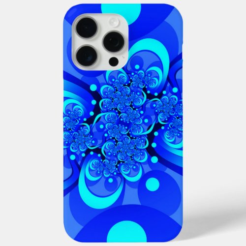 Shades of Blue Modern Abstract Fractal Art iPhone 15 Pro Max Case