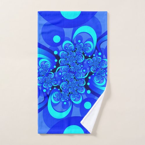 Shades of Blue Modern Abstract Fractal Art Hand Towel