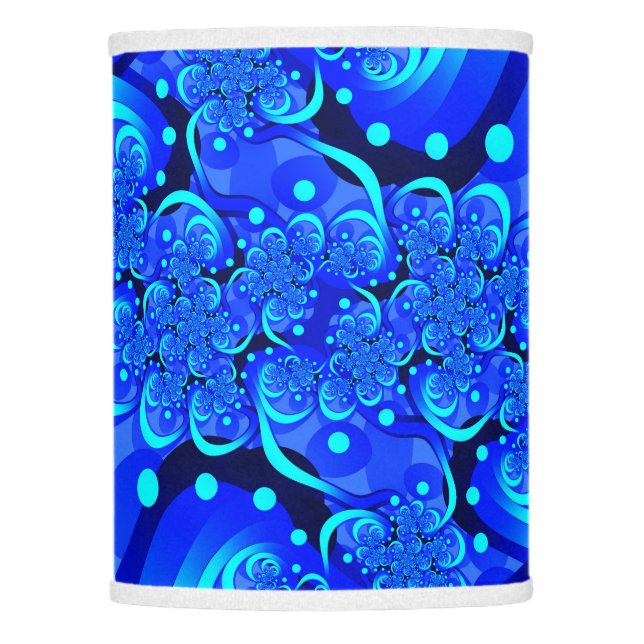 Shades of Blue Modern Abstract Fractal Art Lamp Shade (Front)