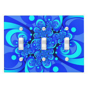 Shades of Blue Modern Abstract Fractal Art Light Switch Cover
