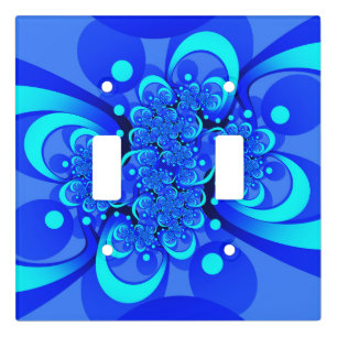Shades of Blue Modern Abstract Fractal Art Light Switch Cover