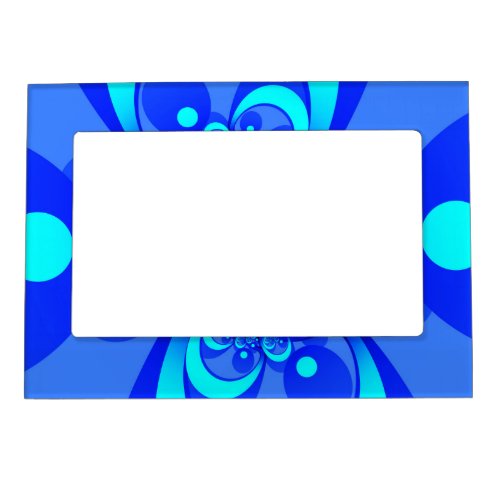 Shades of Blue Modern Abstract Fractal Art Magnetic Frame