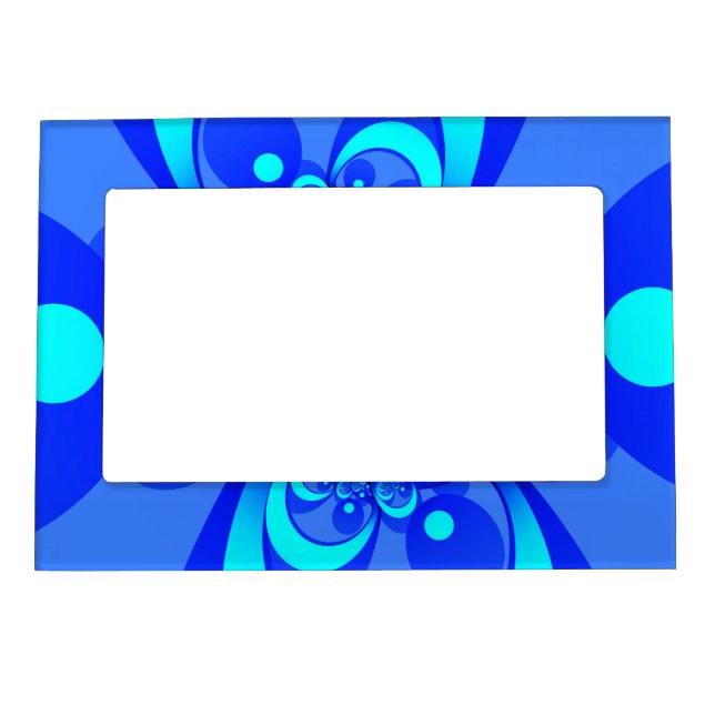 Shades of Blue Modern Abstract Fractal Art Magnetic Frame (Front)