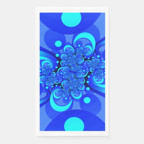 Shades of Blue Modern Abstract Fractal Art Paper Guest Towels