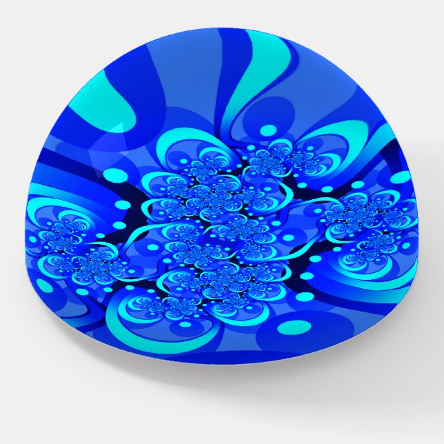 Shades of Blue Modern Abstract Fractal Art Paperweight (Angled)