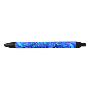 Shades of Blue Modern Abstract Fractal Art Pen