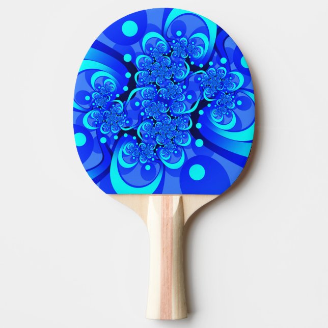 Shades of Blue Modern Abstract Fractal Art Ping Pong Paddle (Front)