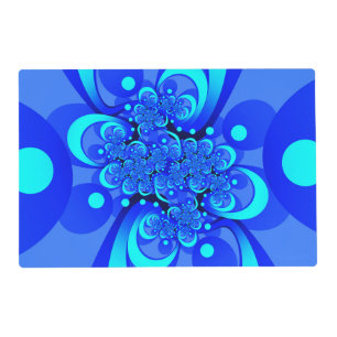 Shades of Blue Modern Abstract Fractal Art Placemat