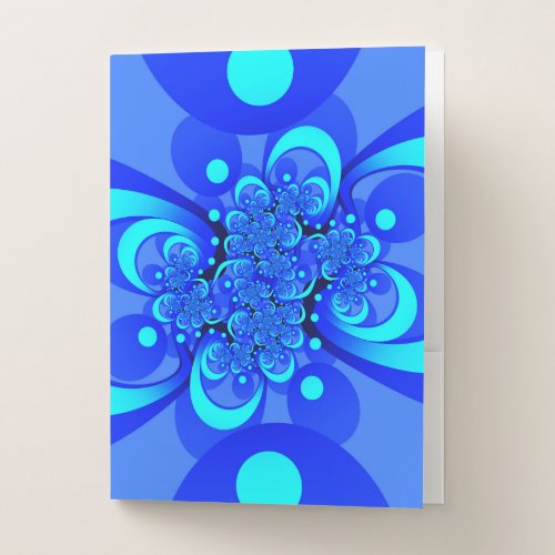 Shades of Blue Modern Abstract Fractal Art Pocket Folder