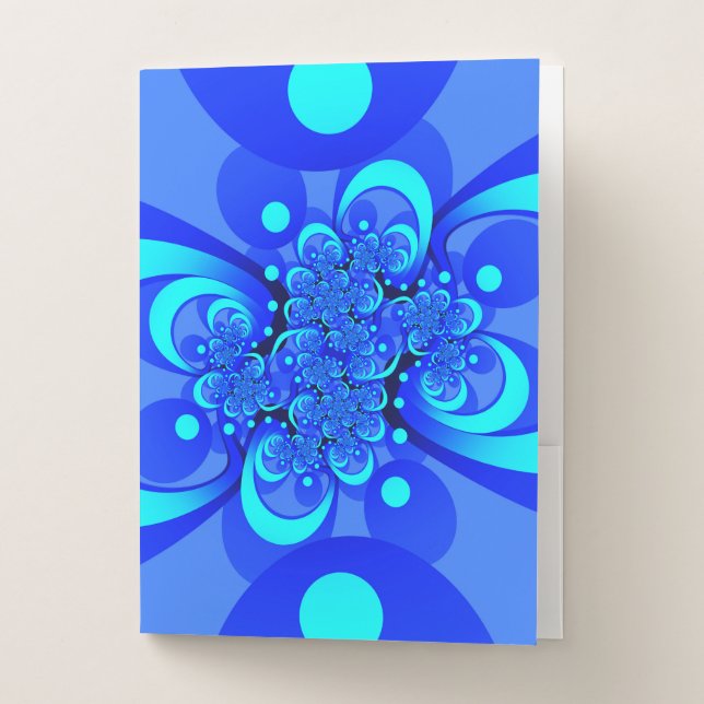 Shades of Blue Modern Abstract Fractal Art Pocket Folder (Front)